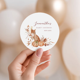 Rustic Autumn Terracotta Fox Pumpkin Baby Shower ラウンドシール