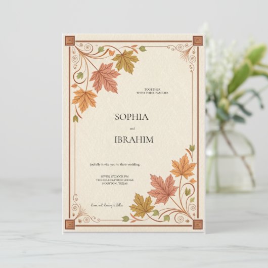 Rustic Autumn Wedding Invitation Template 招待状 (スタンド正面)