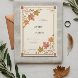 Rustic Autumn Wedding Invitation Template 招待状