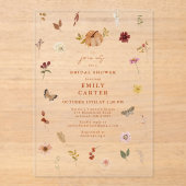 Rustic Autumn Wildflower Bridal Shower アクリル招待状 (正面)