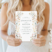 Rustic Autumn Wildflower Wreath Wedding Invitation 招待状