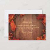 Rustic Autumn Wood Leaves サンキューカード (正面)
