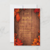 Rustic Autumn Wood Leaves 出欠カード (正面)