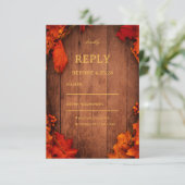 Rustic Autumn Wood Leaves 出欠カード (スタンド正面)