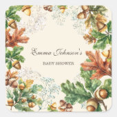 Rustic Autumn Woodland Baby Shower スクエアシール (正面)