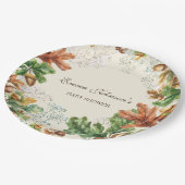 Rustic Autumn Woodland Baby Shower ペーパープレート (アングル)