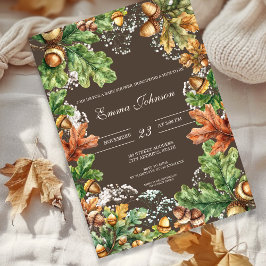 Rustic Autumn Woodland Baby Shower Invitation 招待状