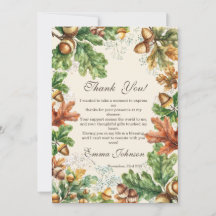 Rustic Autumn Woodland Baby Shower Thank You Card