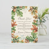 Rustic Autumn Woodland Baby Shower Thank You Card 招待状 (スタンド正面)