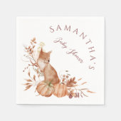 Rustic Autumn Woodland Fox Pumpkin Party スタンダードカクテルナプキン (正面)