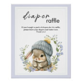 Rustic Baby Animal Baby Shower Bunny Diaper Raffle ポスター (正面)