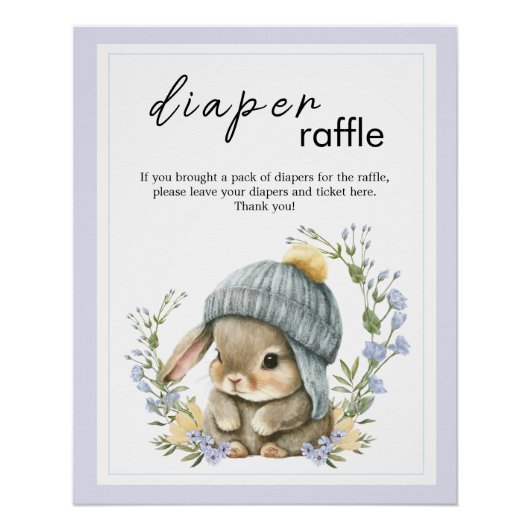 Rustic Baby Animal Baby Shower Bunny Diaper Raffle ポスター (正面)