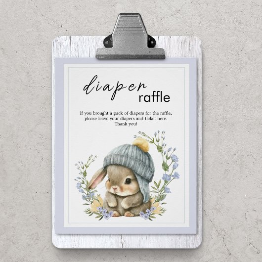Rustic Baby Animal Baby Shower Bunny Diaper Raffle ポスター