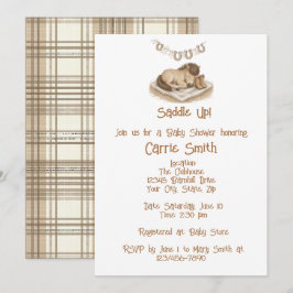 Rustic Baby Cowboy Boots and Foal 招待状