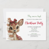 Rustic Baby Deer Funny Cartoon Watercolor Party  招待状 (正面)