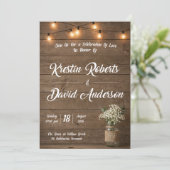 Rustic Baby’s Breath Mason Jar Wedding Invite 招待状 (スタンド正面)