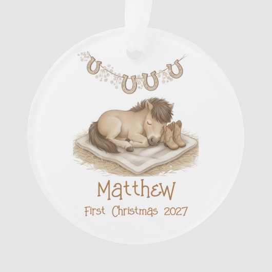Rustic Baby's First Christmas Keepsake オーナメント (正面)
