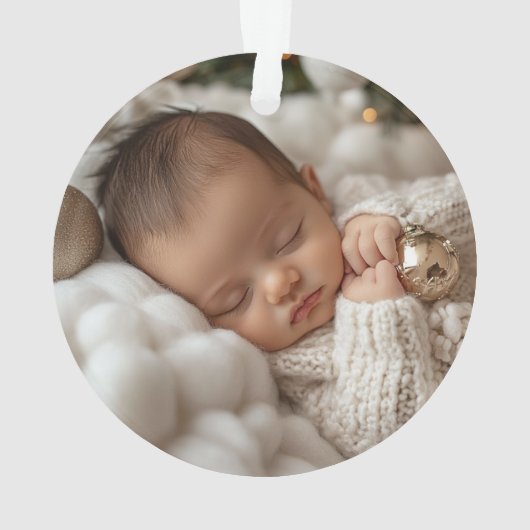 Rustic Baby's First Christmas Photo Keepsake オーナメント (裏面)