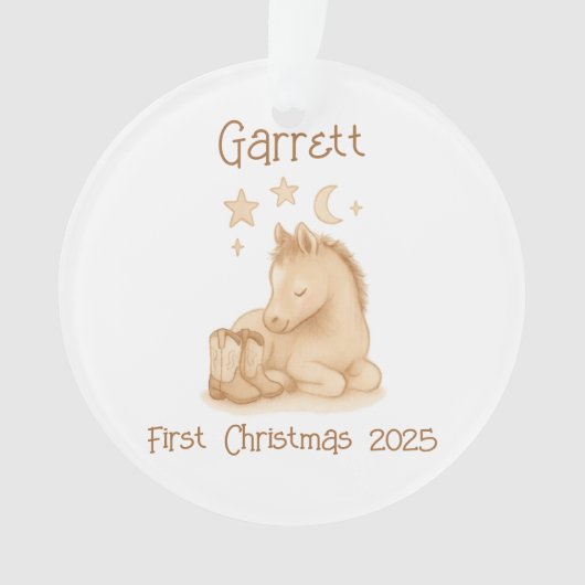Rustic Baby's First Christmas Photo Keepsake オーナメント (正面)
