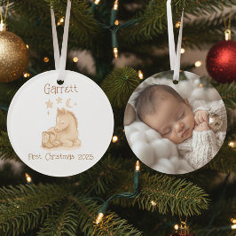 Rustic Baby's First Christmas Photo Keepsake オーナメント