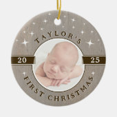 Rustic Baby's First Christmas Photo Ornament セラミックオーナメント (正面)