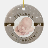 Rustic Baby's First Christmas Photo Ornament セラミックオーナメント (裏面)