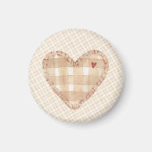 Rustic background pretty heart Brown tartan マグネット (正面)