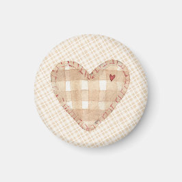 Rustic background pretty heart Brown tartan マグネット