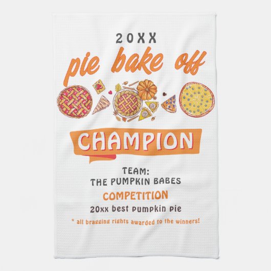 Rustic Bake Off Pumpkin Pie Competition Champion キッチンタオル (縦)