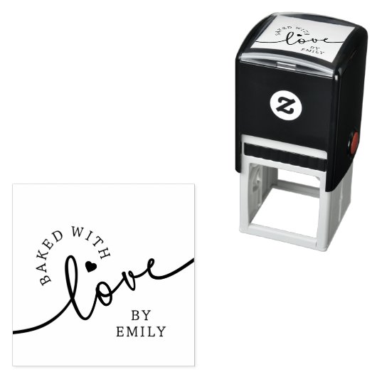 Rustic Baked with Love Script Heart Handmade セルフインキングスタンプ (インサイチュ)