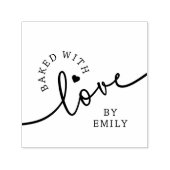 Rustic Baked with Love Script Heart Handmade セルフインキングスタンプ (デザイン)