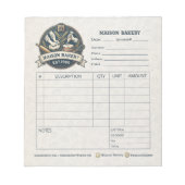 Rustic Bakery Shop Invoice Sale Order Form Receipt ノートパッド (正面)