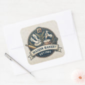 Rustic Bakery Store Pastry Dessert Sweet Cake Shop スクエアシール (封筒)