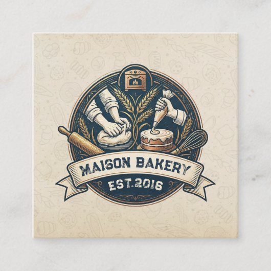 Rustic Bakery Store Pastry Dessert Sweet Cake Shop スクエア名刺 (正面)