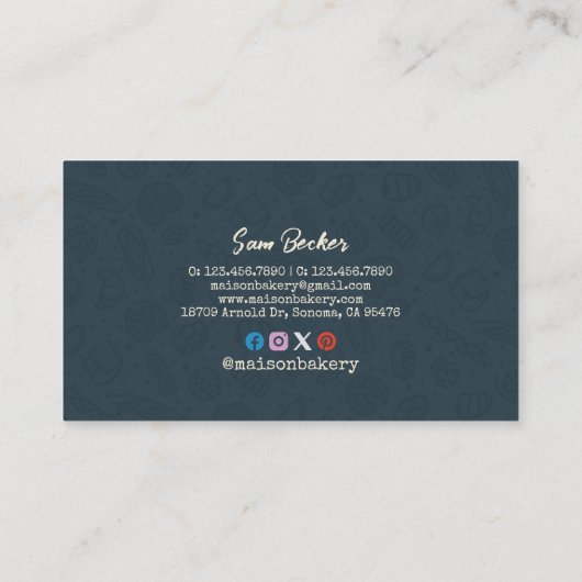 Rustic Bakery Store Pastry Dessert Sweet Cake Shop 名刺 (裏面)