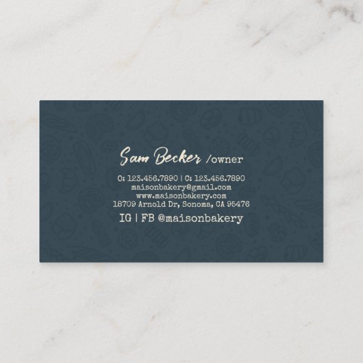 Rustic Bakery Store Pastry Dessert Sweet Cake Shop 名刺 (裏面)