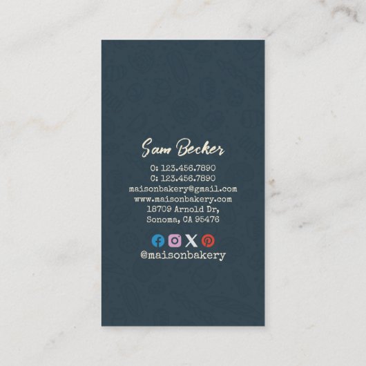 Rustic Bakery Store Pastry Dessert Sweet Cake Shop 名刺 (裏面)