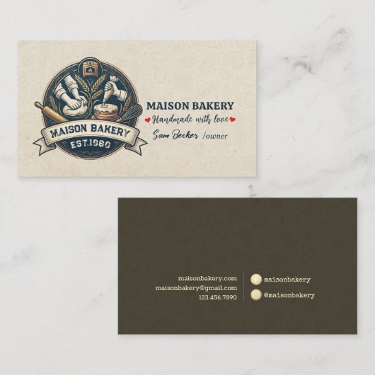 Rustic Bakery Store Pastry Dessert Sweet Cake Shop 名刺 (正面/裏面)