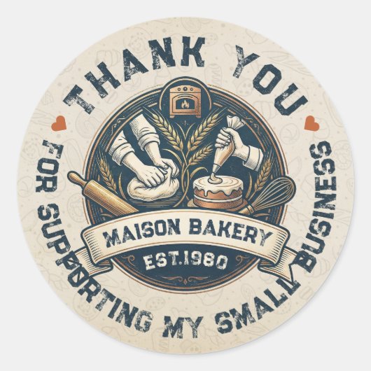 Rustic Bakery Store Pastry Dessert Sweet Thank You ラウンドシール (正面)