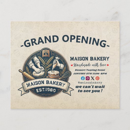 Rustic Bakery Store Pastry Desserts Grand Opening チラシ (正面)