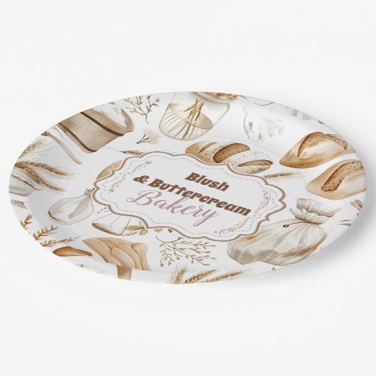 Rustic Baking Business ペーパープレート (アングル)