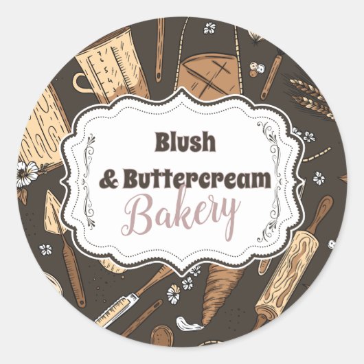 Rustic Baking Business ラウンドシール (正面)