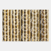 Rustic Bamboo Monogram Vertical Lines Pattern ラッピングペーパーシート (正面2)