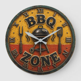 Rustic Barbecue Outdoor Kitchen & Man Cave Gift ラージ壁時計