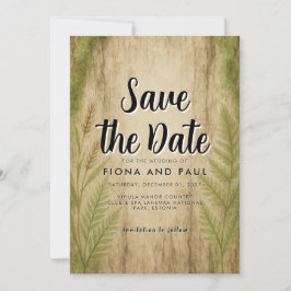 Rustic Bark and Moss Forest Save the Date Card セーブザデート
