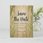 Rustic Bark and Moss Forest Save the Date Card セーブザデート (スタンド正面)