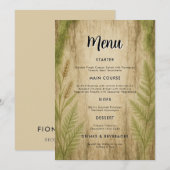 Rustic Bark and Moss Forest Wedding Menu Card メニュー (正面/裏面)