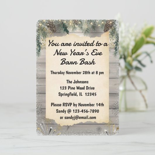 Rustic Barn Bash New Year’s Eve Party 招待状 (スタンド正面)