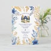 Rustic Barn Botanical Blue Leaves & Branches Frame セーブザデート (スタンド正面)