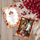 Rustic Barn Botanical Fall Leaves & Branches Frame セーブザデート